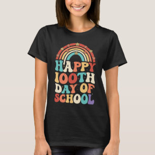 Happy 100 Tage der Schule Groovy Retro Regenbogen T-Shirt