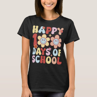 Happy 100 Tage der Schule Retro Groovy Stil 2023 T-Shirt