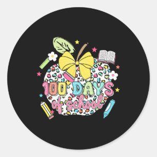 Happy 100 Tage der Schule schlauer Coquette Bow Pe Runder Aufkleber