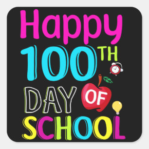 Happy-100-th-day-School Quadratischer Aufkleber