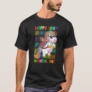 Happy 100 th Magical Day Rainbow Niedlich Unicorn  T-Shirt