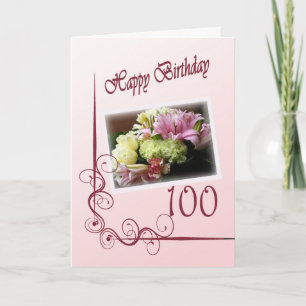 Happy 100th Birthday Card - Flower Bouquet Karte