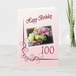 Happy 100th Birthday Card - Flower Bouquet Karte