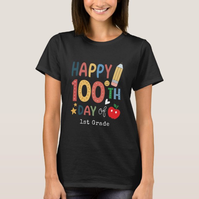 Happy 100th Day of 1st grade Teacher black T-Shirt (Vorderseite)