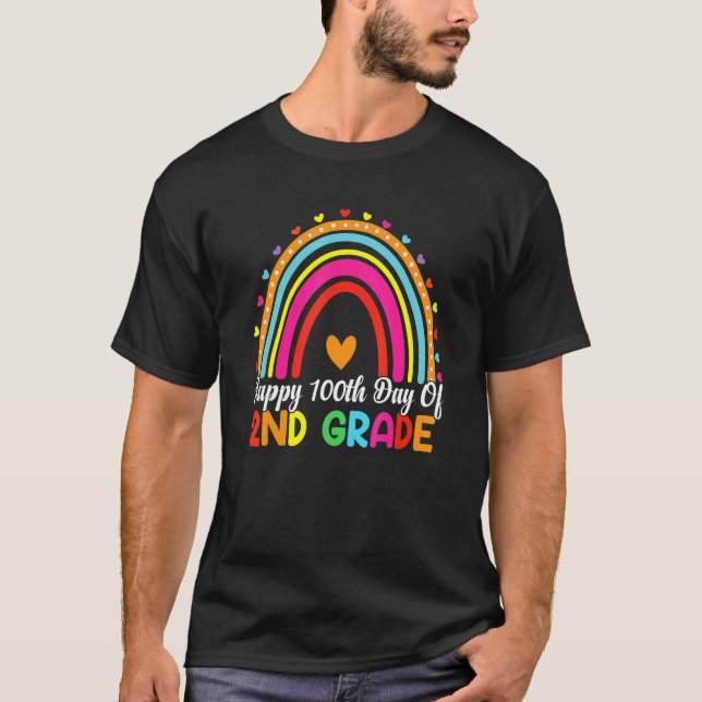 Happy 100th Day Of 2nd Grade Rainbow Second Grade  T-Shirt (Vorderseite)