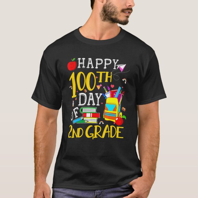 Happy 100th Day Of 2nd Grade Second Grade Teacher  T-Shirt (Vorderseite)