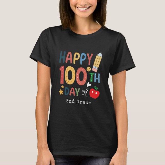 Happy 100th Day of 2nd grade Teacher black T-Shirt (Vorderseite)
