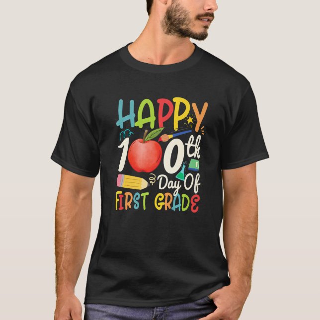 Happy 100th day of First grade Apparel 1st teacher T-Shirt (Vorderseite)