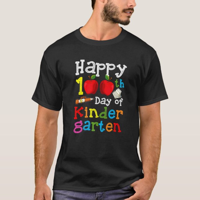 Happy 100th Day of Kindergarten  100 Days of Schoo T-Shirt (Vorderseite)