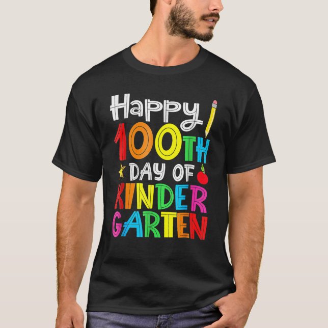 Happy 100th Day Of Kindergarten 100 Days Of School T-Shirt (Vorderseite)