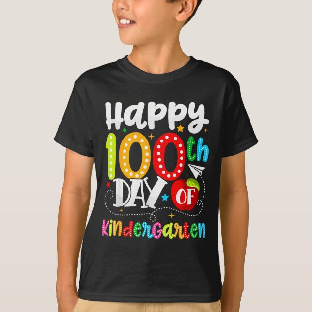 Happy 100th Day Of Kindergarten Funny Teachers Stu T-Shirt (Vorderseite)