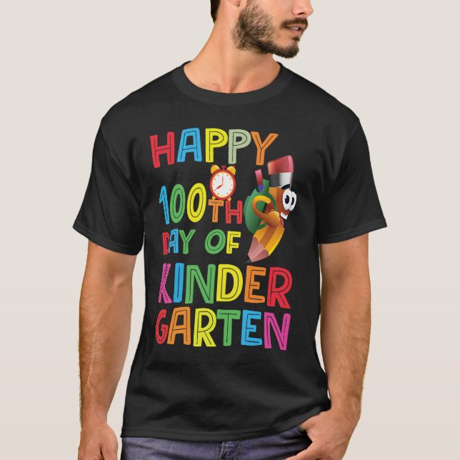 Happy 100th Day Of Kindergarten  Pencil 2023 T-Shirt (Vorderseite)