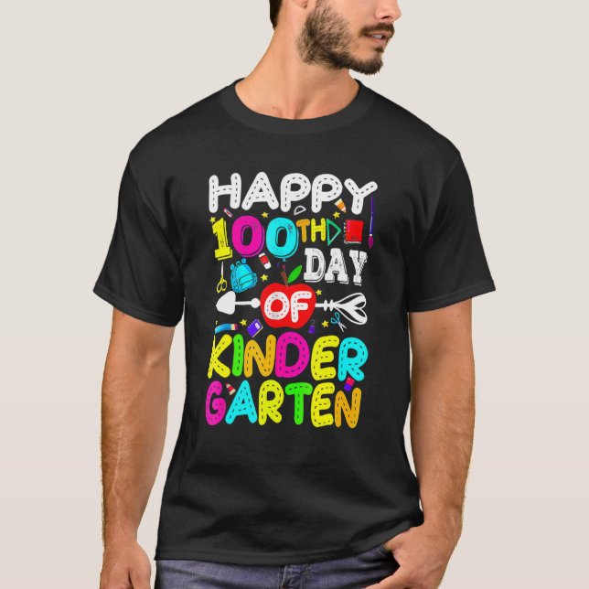 Happy 100th Day Of Kindergarten Student 100 Days O T-Shirt (Vorderseite)