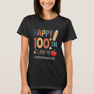 Happy 100th Day of Kindergarten Teacher black T-Shirt