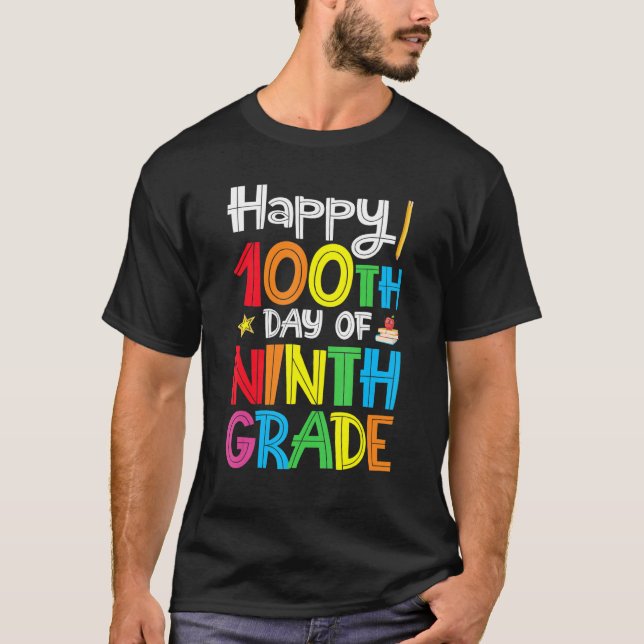 Happy 100th Day Of Ninth Grade For Boys Girls Stud T-Shirt (Vorderseite)