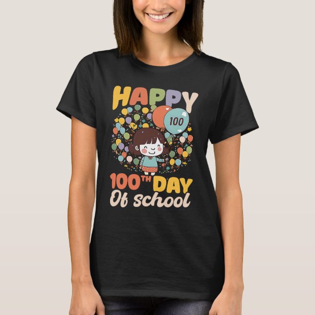 Happy 100th Day Of School 100 Days At School T-Shirt (Vorderseite)