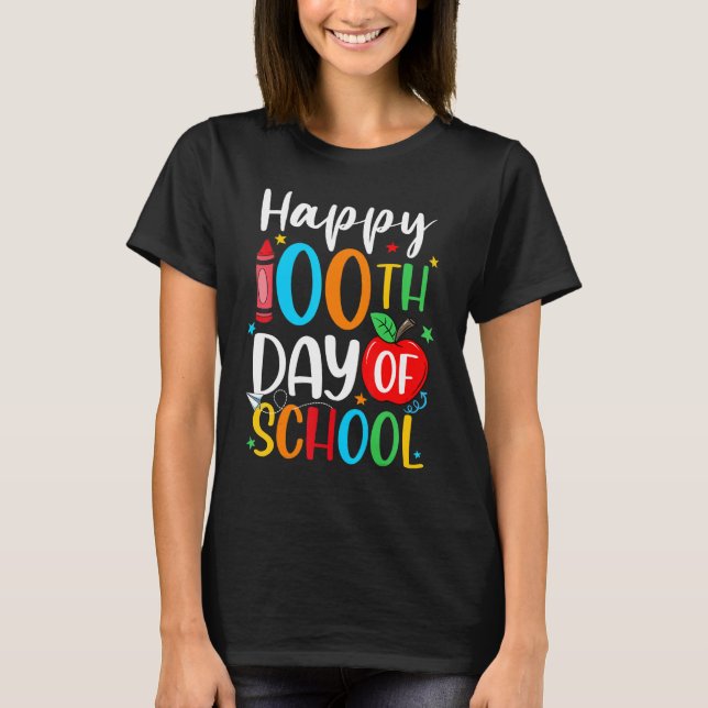 Happy 100th Day of School 100 Days Crayon_1 T-Shirt (Vorderseite)