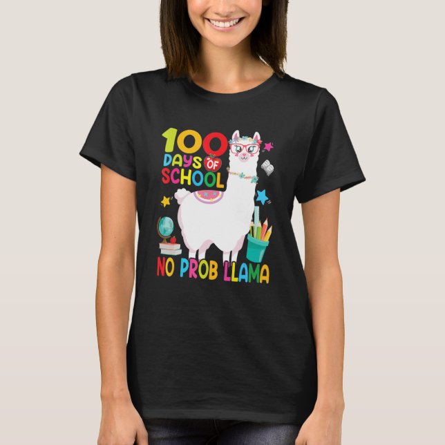 Happy 100th Day Of School 100 Days No Probllama Ll T-Shirt (Vorderseite)