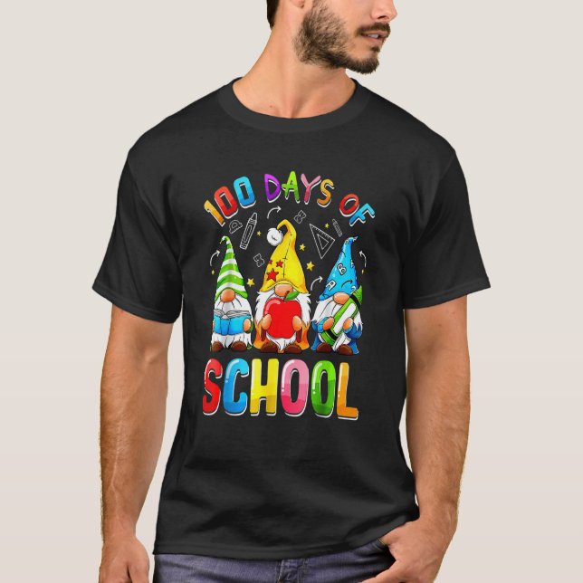 Happy 100th Day Of School 100 Days Of Gnomes Kinde T-Shirt (Vorderseite)