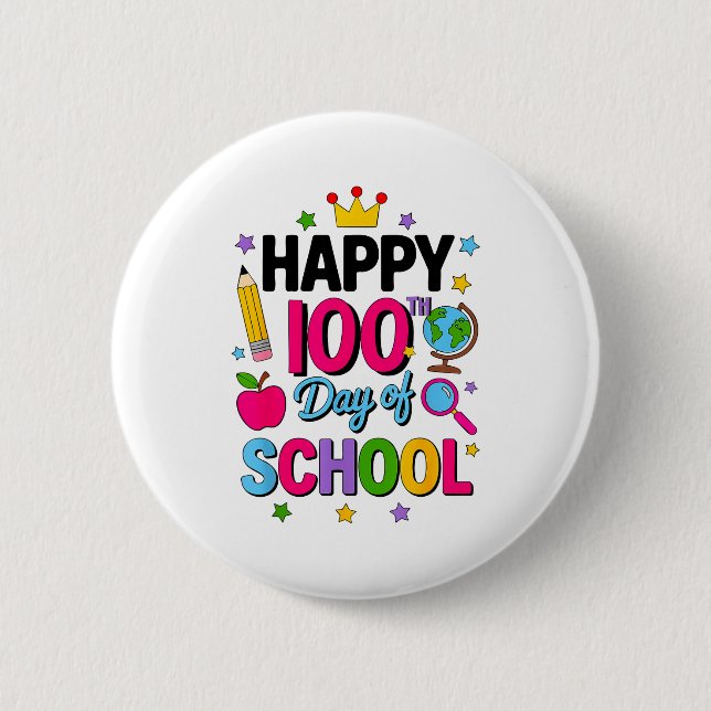 Happy 100th Day Of School 100 Days Smarter Teacher Button (Vorderseite)