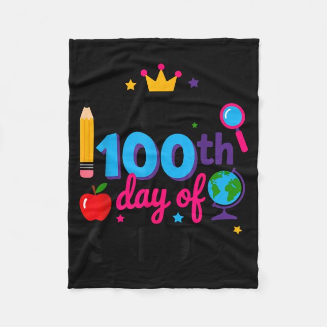 Happy 100th Day Of School 100 Days Smarter Teacher Fleecedecke (Vorderseite)