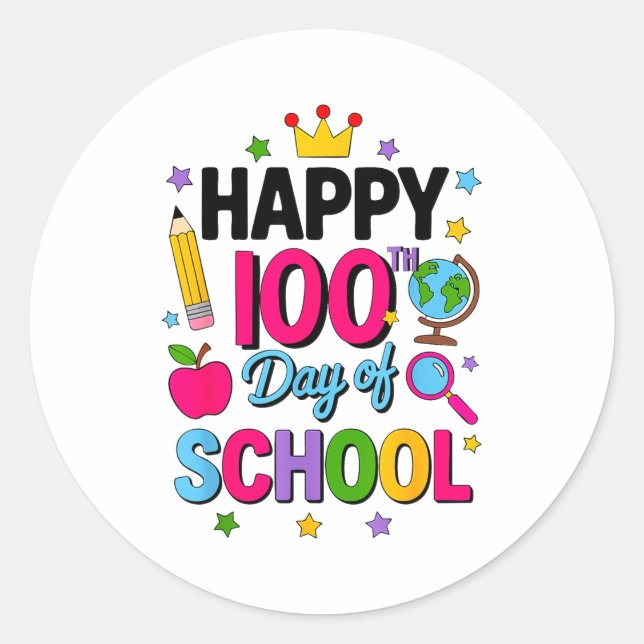 Happy 100th Day Of School 100 Days Smarter Teacher Runder Aufkleber (Vorderseite)