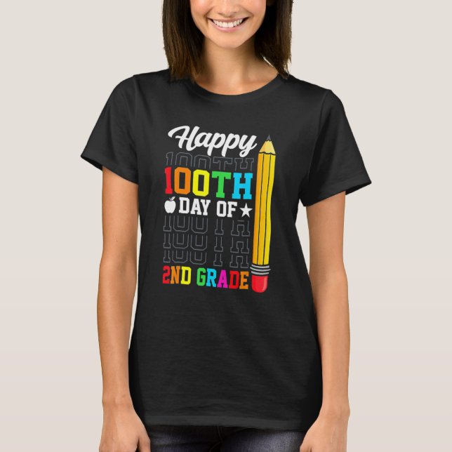 Happy 100th Day of School 2nd Grade Teachers Girl  T-Shirt (Vorderseite)