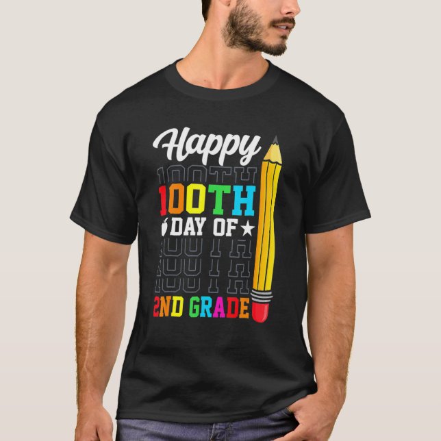 Happy 100th Day of School 2nd Grade Teachers Girl  T-Shirt (Vorderseite)