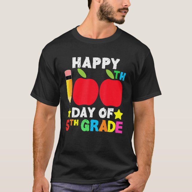 Happy 100th Day of School 5th Grade Student and Te T-Shirt (Vorderseite)