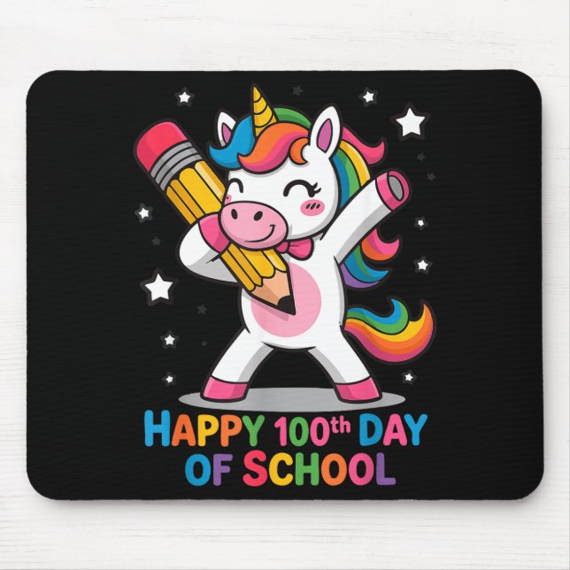 Happy 100th Day Of School Cute Rainbow Unicorn Wom Mousepad (Vorne)