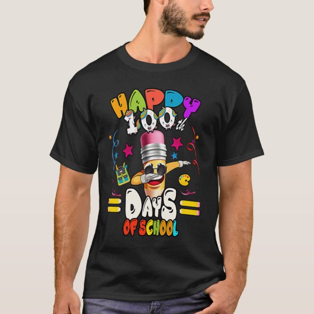 Happy 100th Day of School dabbing Pencil T-Shirt (Vorderseite)