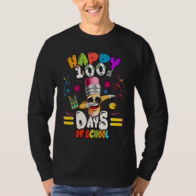 Happy 100th Day of School dabbing Pencil T-Shirt (Vorderseite)