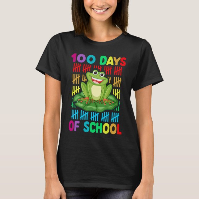 Happy 100th Day Of School Frog  Teacher Student Ki T-Shirt (Vorderseite)
