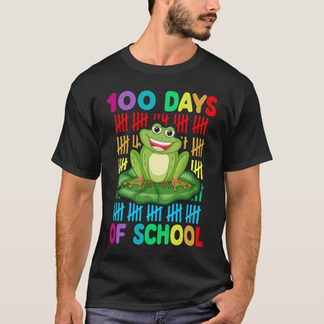 Happy 100th Day Of School Frog  Teacher Student Ki T-Shirt (Vorderseite)