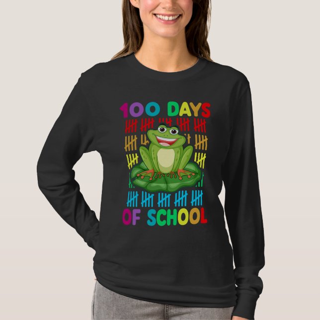 Happy 100th Day Of School Frog  Teacher Student Ki T-Shirt (Vorderseite)
