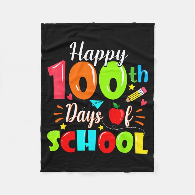 Happy 100th Day Of School Funny Teachers Sudents K Fleecedecke (Vorderseite)