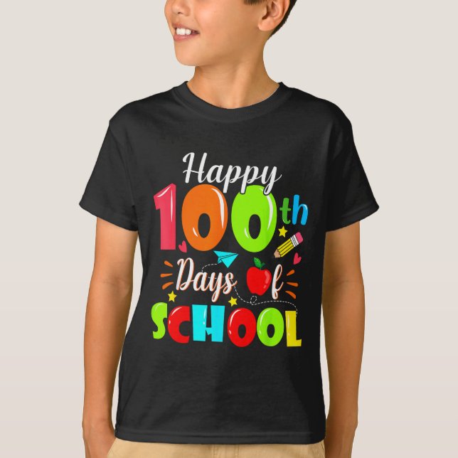 Happy 100th Day Of School Funny Teachers Sudents K T-Shirt (Vorderseite)