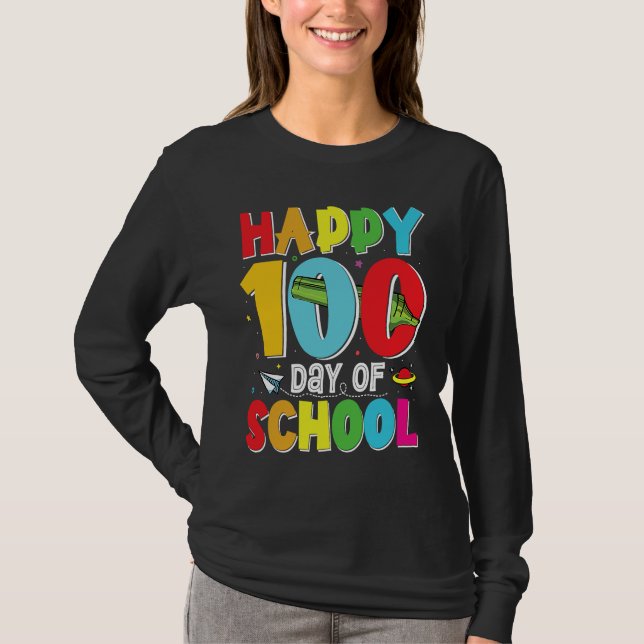 Happy 100th Day Of School Girls Funny 100 Days Of  T-Shirt (Vorderseite)
