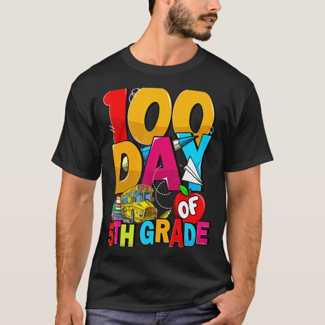 Happy 100th Day Of School Groovy 100 Days Of 5th G T-Shirt (Vorderseite)