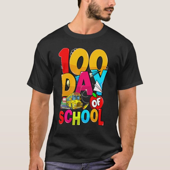 Happy 100th Day Of School Groovy 100 Days Of Schoo T-Shirt (Vorderseite)