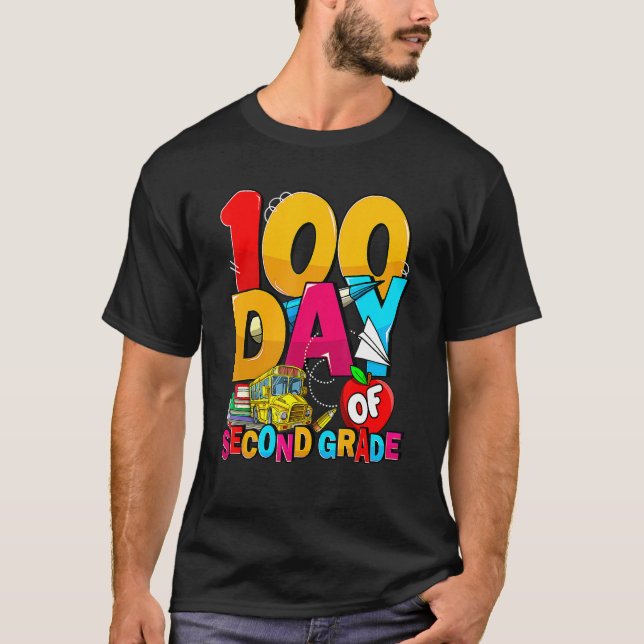 Happy 100th Day Of School Groovy 100 Days Of Secon T-Shirt (Vorderseite)
