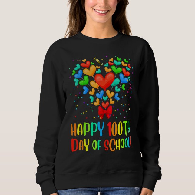 Happy 100th Day of School Heart Teacher Kids Gift Sweatshirt (Vorderseite)
