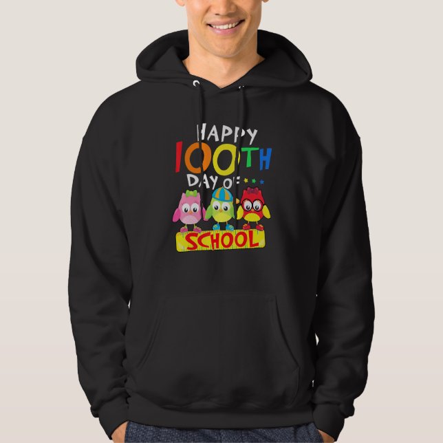 Happy 100th Day Of School Owl Kids 100 Days Teache Hoodie (Vorderseite)