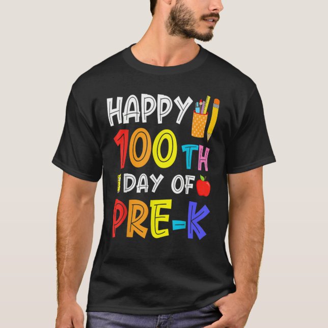 Happy 100th Day Of School  Pre K Student Teacher T-Shirt (Vorderseite)