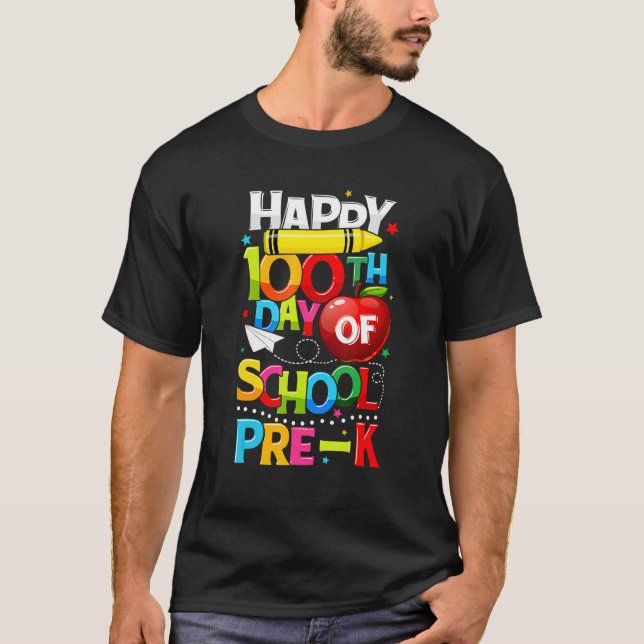 Happy 100th day Of School Pre K Teacher Student  1 T-Shirt (Vorderseite)
