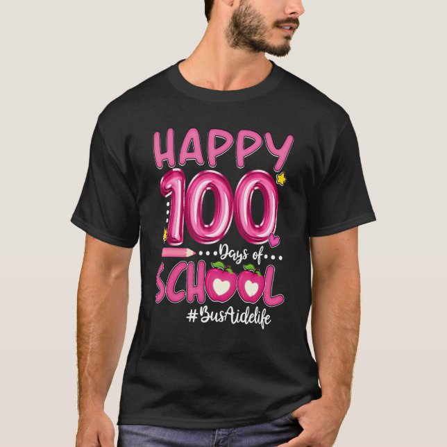 Happy 100th Day of School Red Kariert Pencil Bus H T-Shirt (Vorderseite)