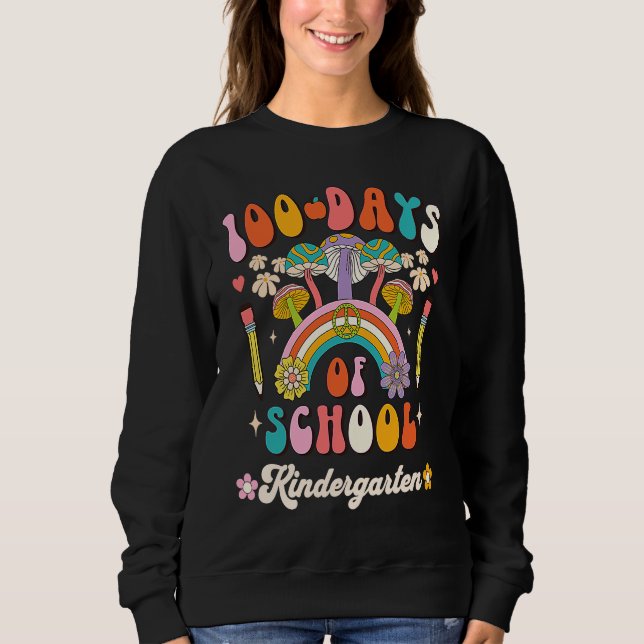 Happy 100th Day Of School Retro Groovy 100 Days Ki Sweatshirt (Vorderseite)
