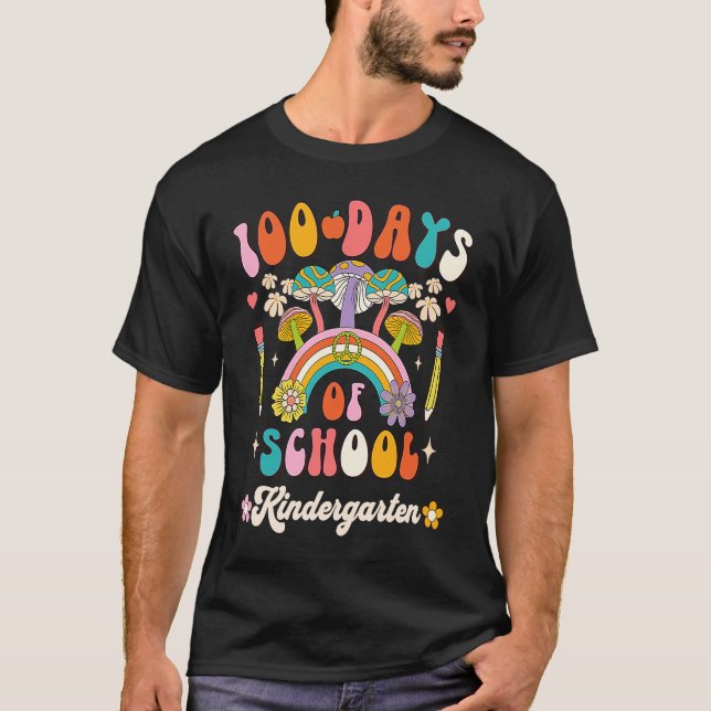Happy 100th Day Of School Retro Groovy 100 Days Ki T-Shirt (Vorderseite)