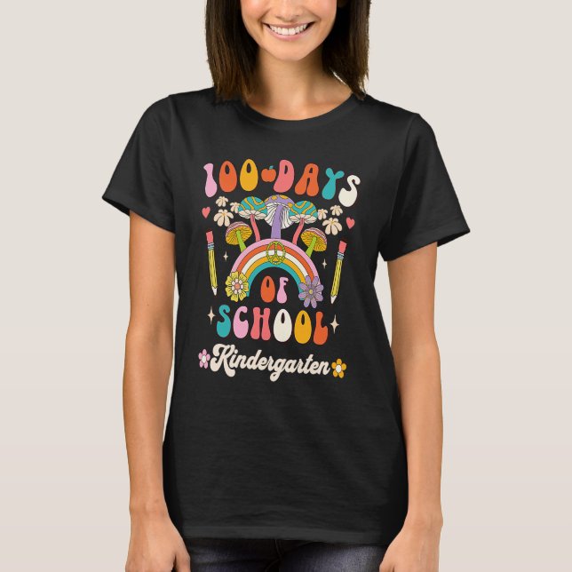Happy 100th Day Of School Retro Groovy 100 Days Ki T-Shirt (Vorderseite)