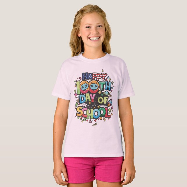 Happy 100th Day of School Robot Space Explorer Kid T-Shirt (Vorne ganz)
